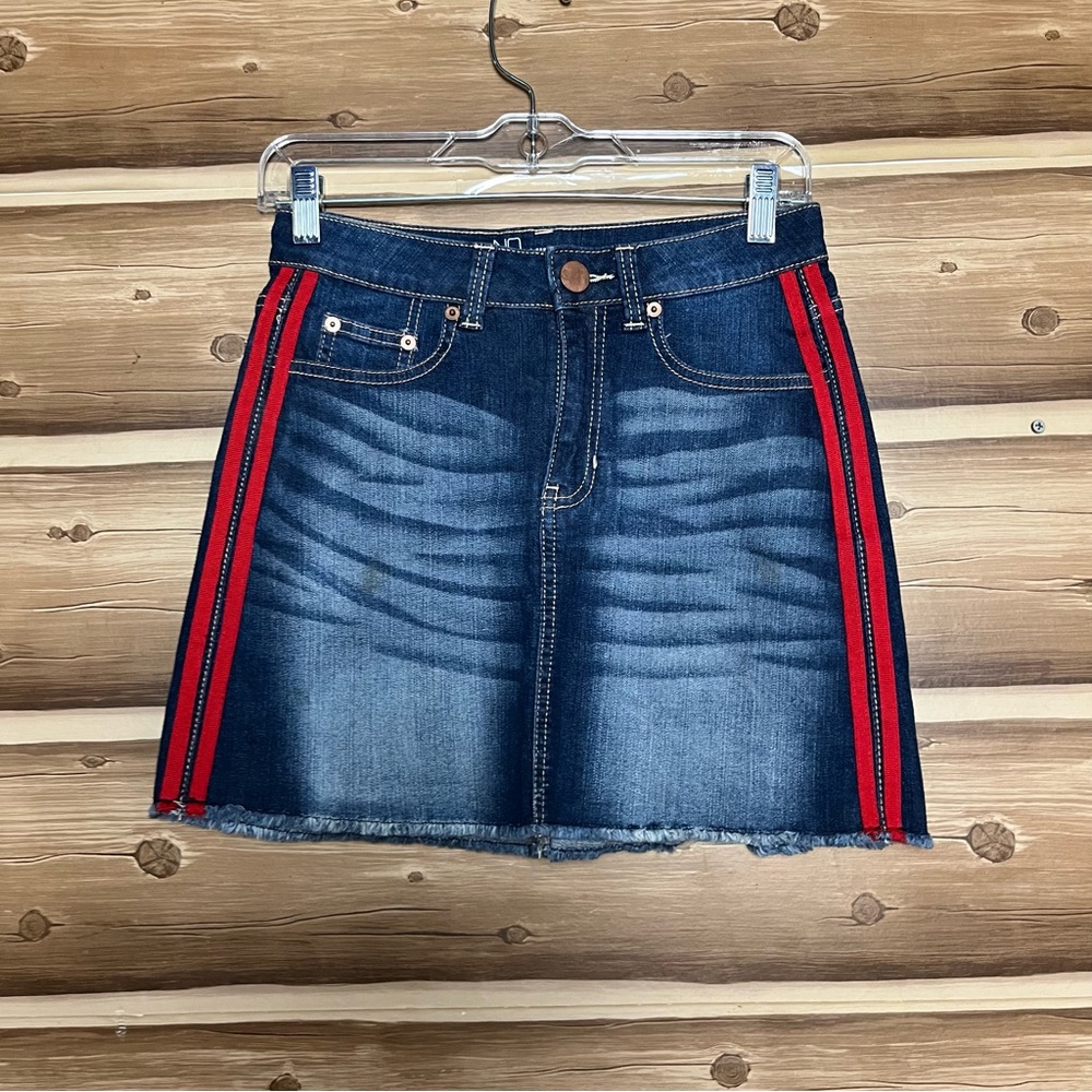 Nobo women mid rise blue/Red striped midi jeans skirt size‎ 9